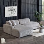 Gray Velvet Left-Facing Sectional Sofa with Deep-Seated Cushions 11 Gray Velvet Left-Facing Sectional Sofa with Deep-Seated Cushions