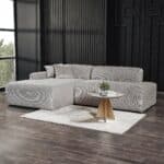 Gray Velvet Left-Facing Sectional Sofa with Deep-Seated Cushions 9 Gray Velvet Left-Facing Sectional Sofa with Deep-Seated Cushions
