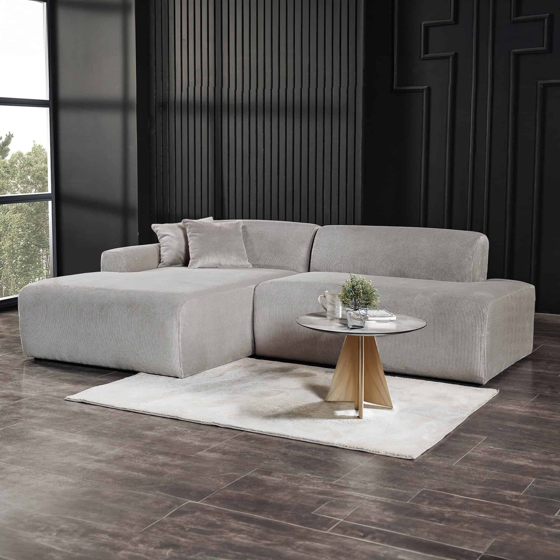 Gray Velvet Left-Facing Sectional Sofa with Deep-Seated Cushions 2 Gray Velvet Left-Facing Sectional Sofa with Deep-Seated Cushions - Image 2