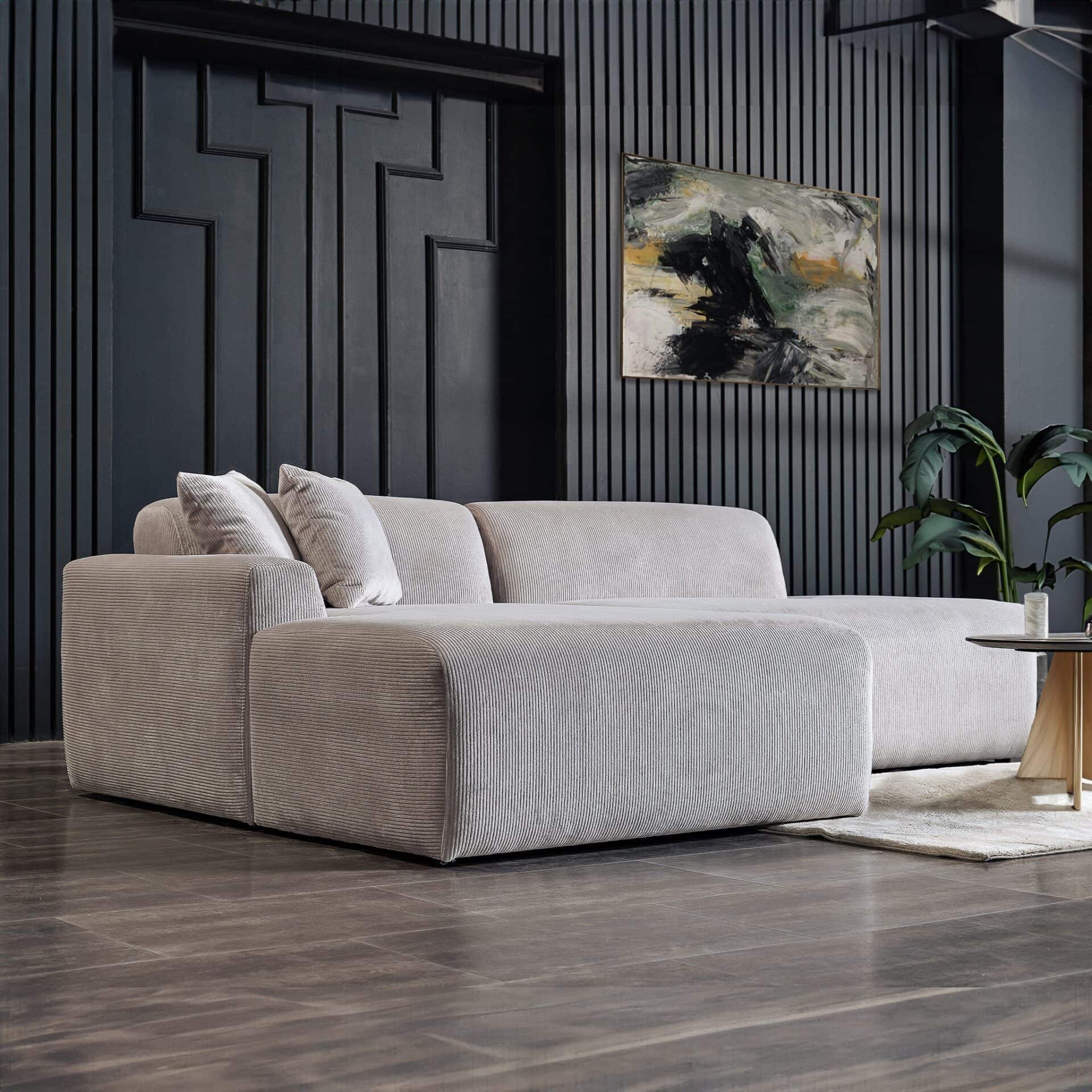Gray Velvet Left-Facing Sectional Sofa with Deep-Seated Cushions 5 Gray Velvet Left-Facing Sectional Sofa with Deep-Seated Cushions - Image 5
