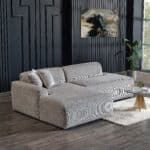 Gray Velvet Left-Facing Sectional Sofa with Deep-Seated Cushions 10 Gray Velvet Left-Facing Sectional Sofa with Deep-Seated Cushions