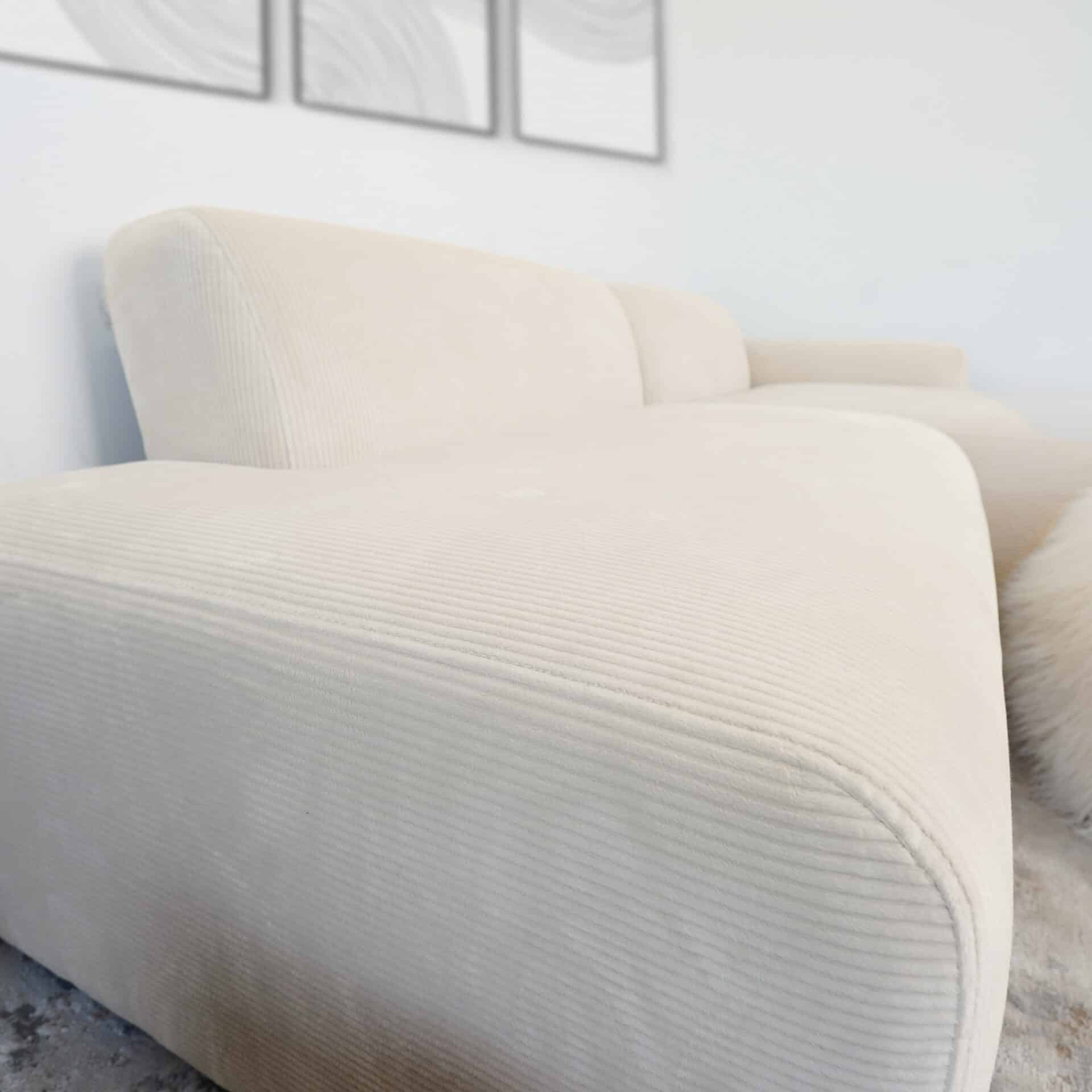 Beige Velvet Right Facing Sectional Sofa with Deep Seating 2 Beige Velvet Right Facing Sectional Sofa with Deep Seating - Image 2