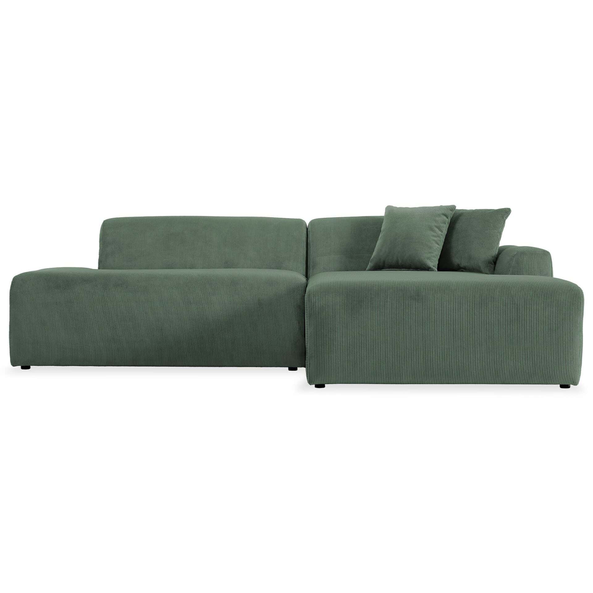 Green Velvet Right Facing Sectional Sofa With Deep Cushions 1 Green Velvet Right Facing Sectional Sofa With Deep Cushions