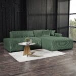 Green Velvet Right Facing Sectional Sofa With Deep Cushions 9 Green Velvet Right Facing Sectional Sofa With Deep Cushions