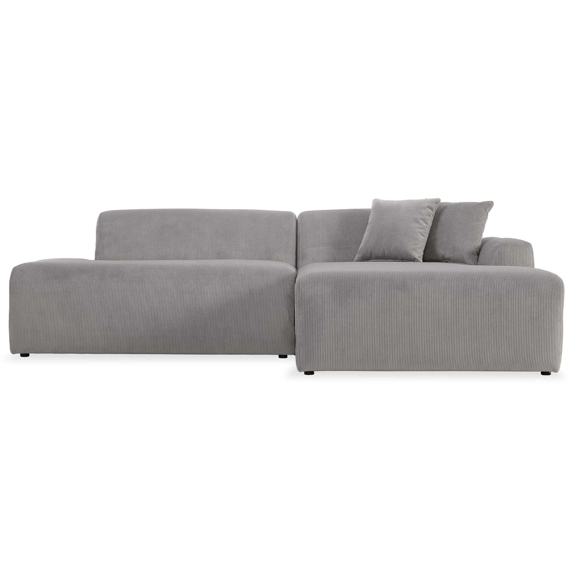 Gray Velvet Right Facing Sectional Sofa with Deep Cushions 1 Gray Velvet Right Facing Sectional Sofa with Deep Cushions