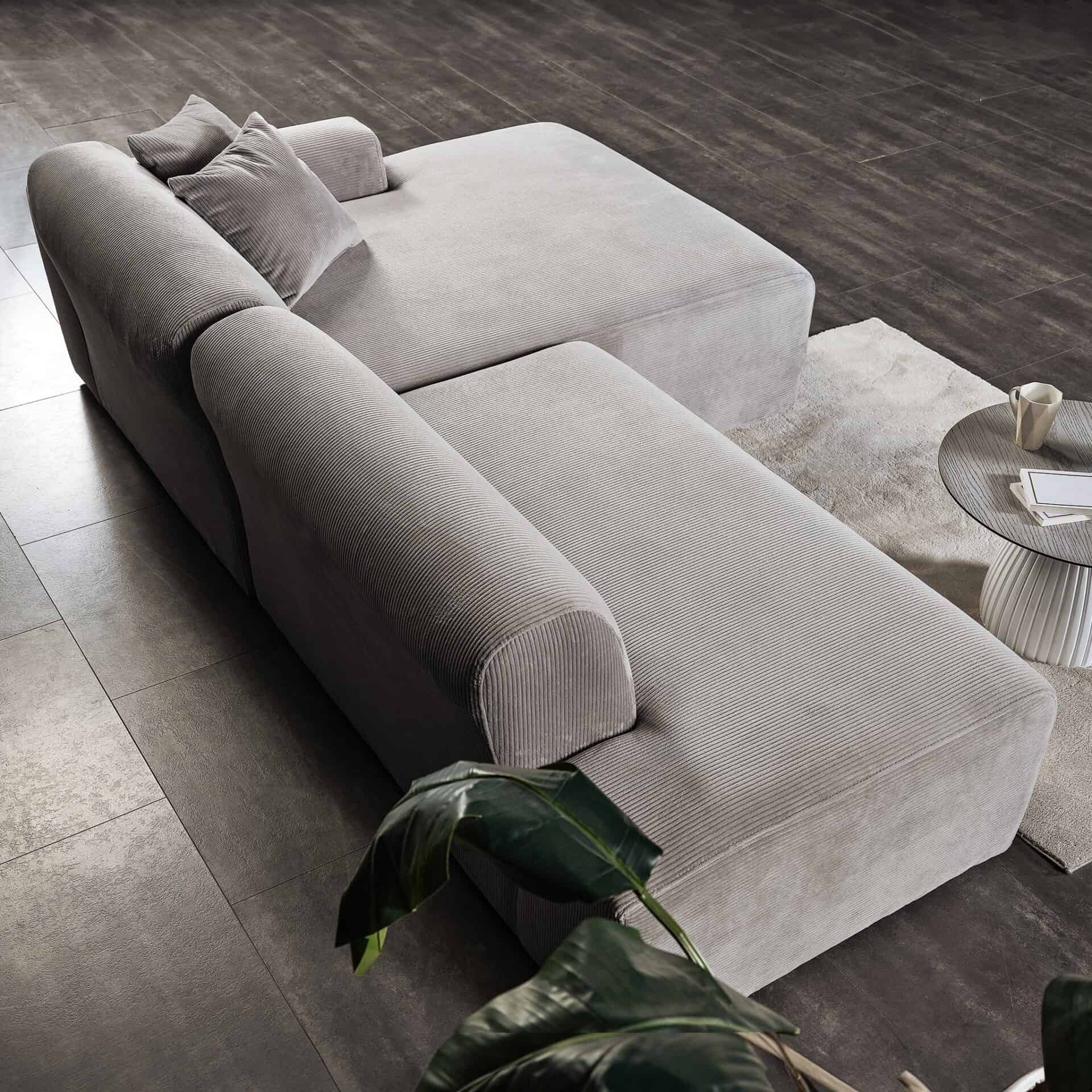 Gray Velvet Right Facing Sectional Sofa with Deep Cushions 6 Gray Velvet Right Facing Sectional Sofa with Deep Cushions - Image 6