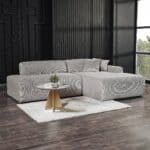 Gray Velvet Right Facing Sectional Sofa with Deep Cushions 9 Gray Velvet Right Facing Sectional Sofa with Deep Cushions
