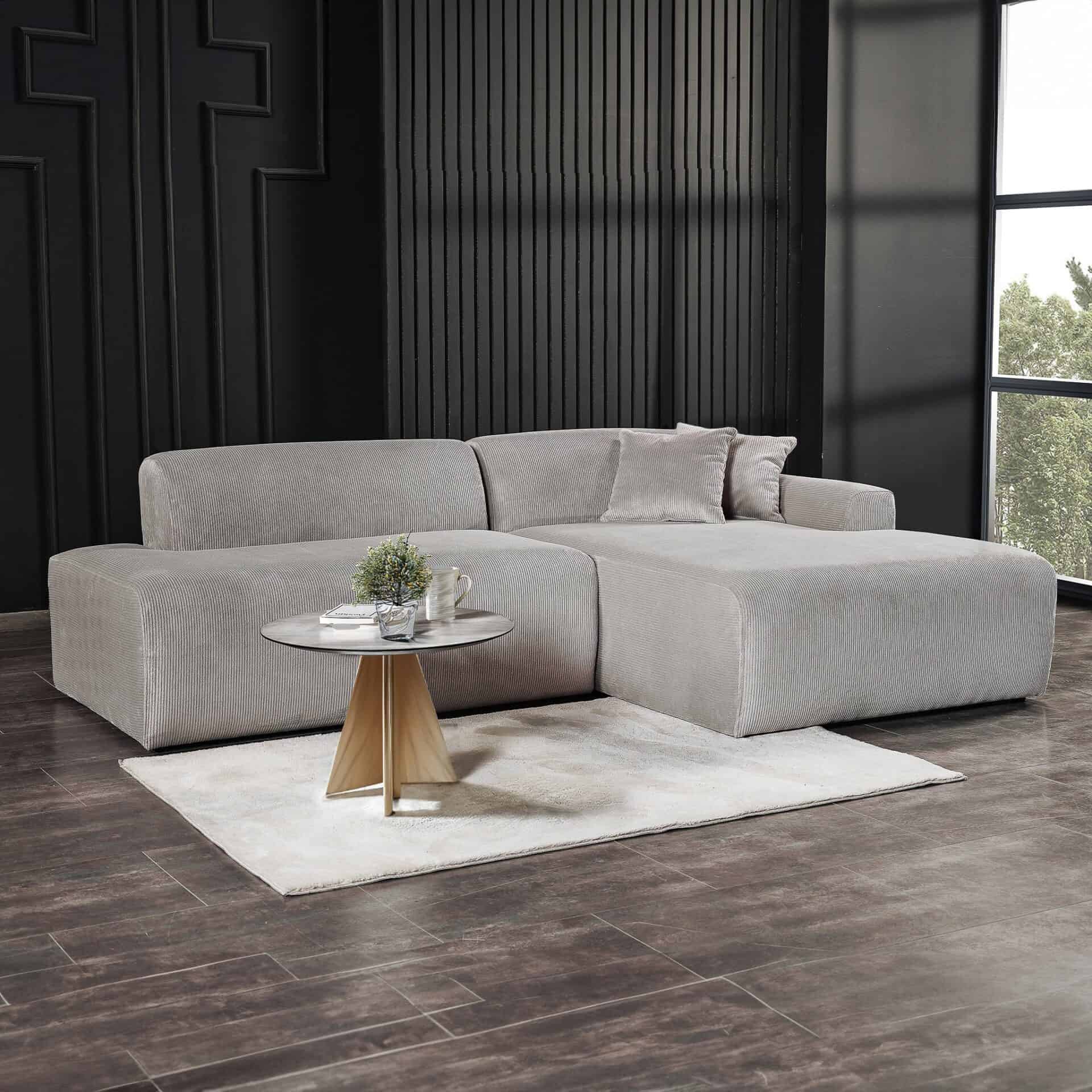 Gray Velvet Right Facing Sectional Sofa with Deep Cushions 2 Gray Velvet Right Facing Sectional Sofa with Deep Cushions - Image 2