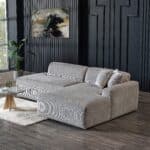 Gray Velvet Right Facing Sectional Sofa with Deep Cushions 12 Gray Velvet Right Facing Sectional Sofa with Deep Cushions