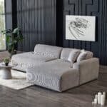 Gray Velvet Right Facing Sectional Sofa with Deep Cushions 10 Gray Velvet Right Facing Sectional Sofa with Deep Cushions