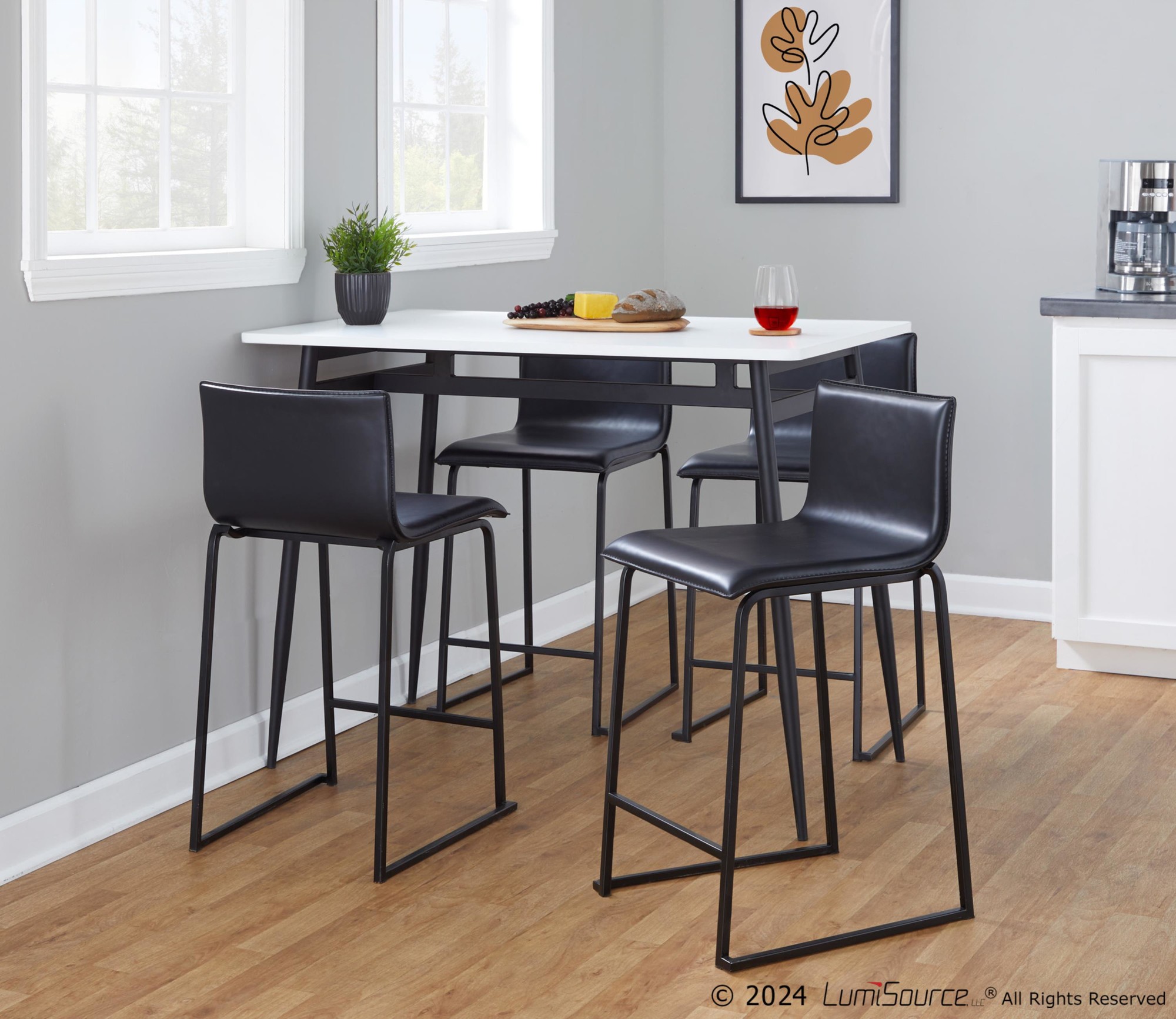 Mara 26 Black Faux Leather Contemporary Counter Stools (Set of 2) 8 Mara 26 Black Faux Leather Contemporary Counter Stools (Set of 2) - Image 8