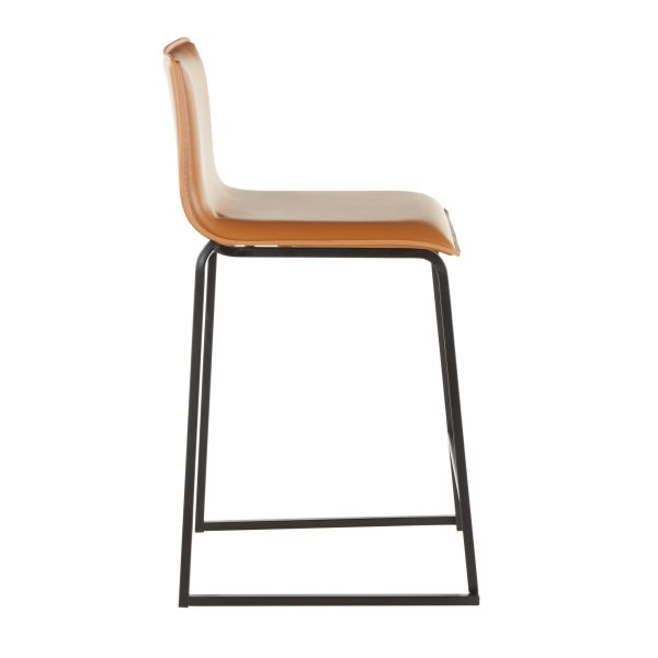 Mara 26 Contemporary Black Metal Camel Faux Leather Counter Stools Set of 2 10