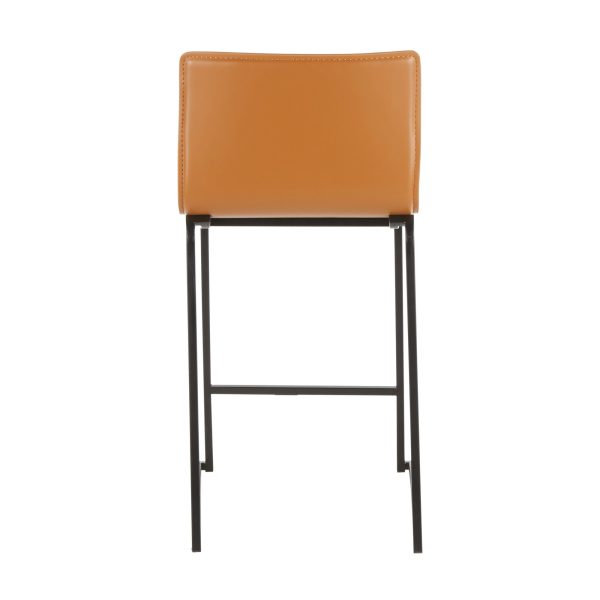 Mara 26 Contemporary Black Metal Camel Faux Leather Counter Stools Set of 2 12