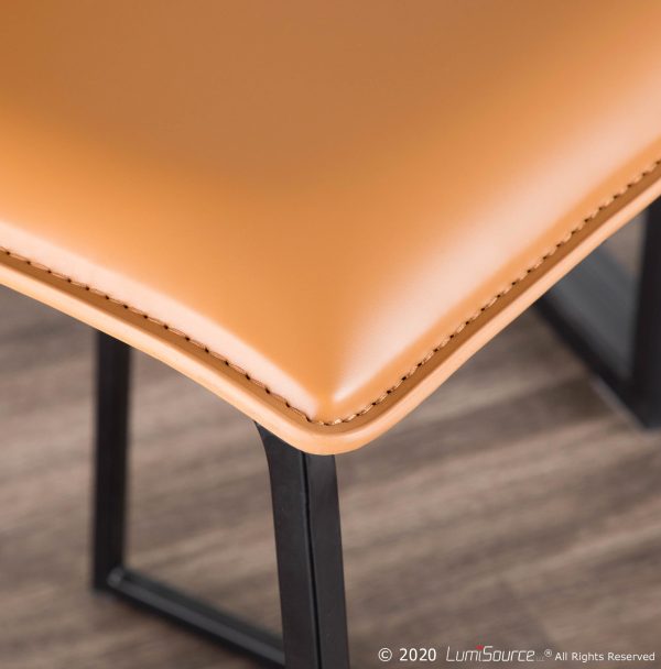 Mara 26 Contemporary Black Metal Camel Faux Leather Counter Stools Set of 2 4