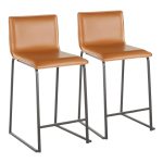 Mara 26 Contemporary Black Metal Camel Faux Leather Counter Stools (Set of 2) 25 Mara 26 Contemporary Black Metal Camel Faux Leather Counter Stools (Set of 2)