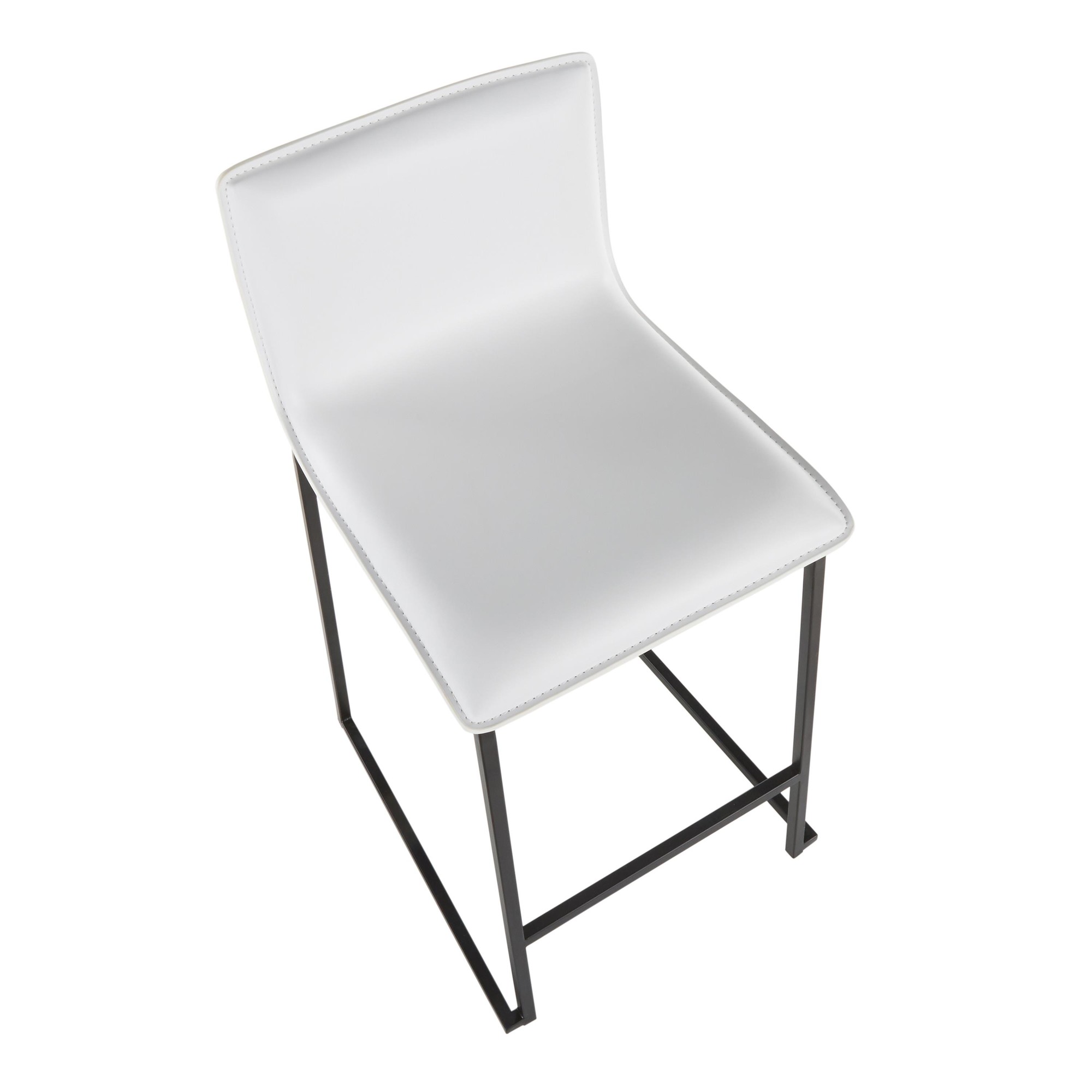 Mara 26" Contemporary Black Metal White Faux Leather Counter Stools (Set of 2) 11 Mara 26" Contemporary Black Metal White Faux Leather Counter Stools (Set of 2) - Image 11