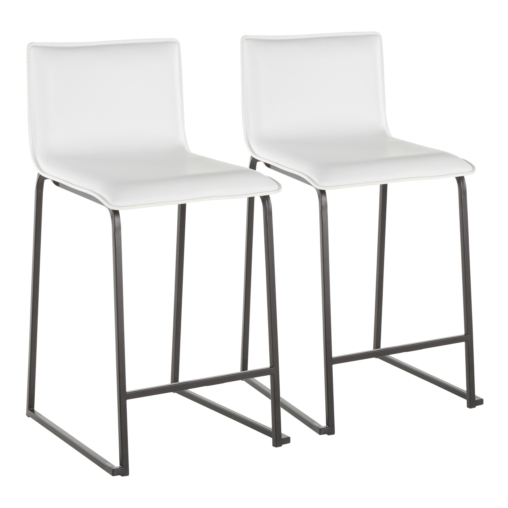 Mara 26" Contemporary Black Metal White Faux Leather Counter Stools (Set of 2) 5 Mara 26" Contemporary Black Metal White Faux Leather Counter Stools (Set of 2) - Image 5