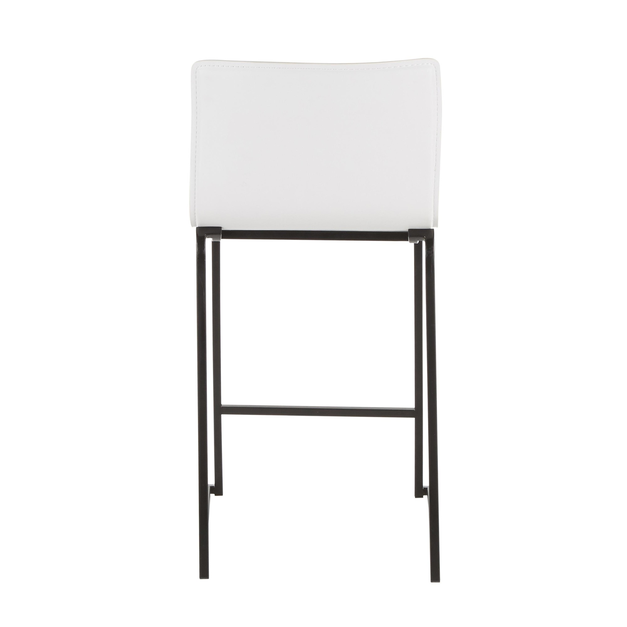 Mara 26" Contemporary Black Metal White Faux Leather Counter Stools (Set of 2) 9 Mara 26" Contemporary Black Metal White Faux Leather Counter Stools (Set of 2) - Image 9