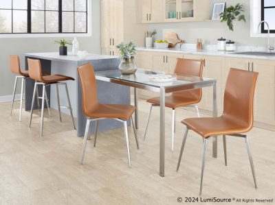 Mara 26" Contemporary Camel Faux Leather Swivel Stools (Set of 2)