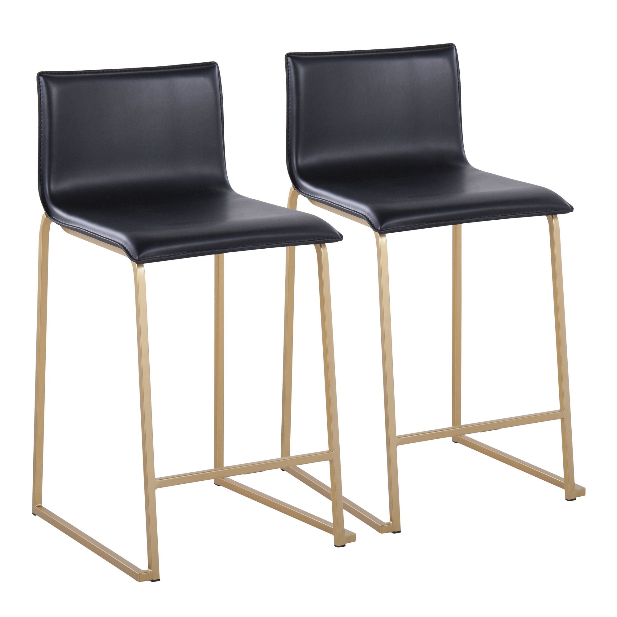 Mara 26 Contemporary Gold Black Faux Leather Counter Stools (Set of 2) 4 Mara 26 Contemporary Gold Black Faux Leather Counter Stools (Set of 2) - Image 4