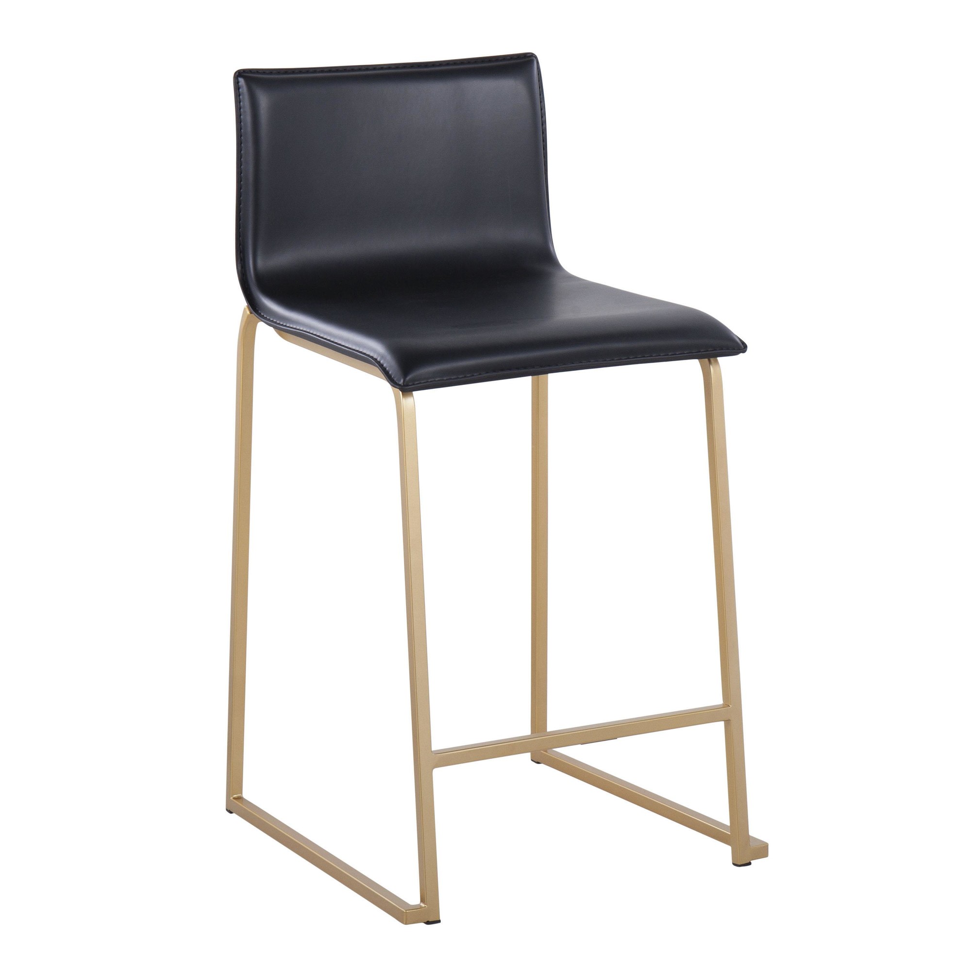 Mara 26 Contemporary Gold Black Faux Leather Counter Stools (Set of 2) 5 Mara 26 Contemporary Gold Black Faux Leather Counter Stools (Set of 2) - Image 5