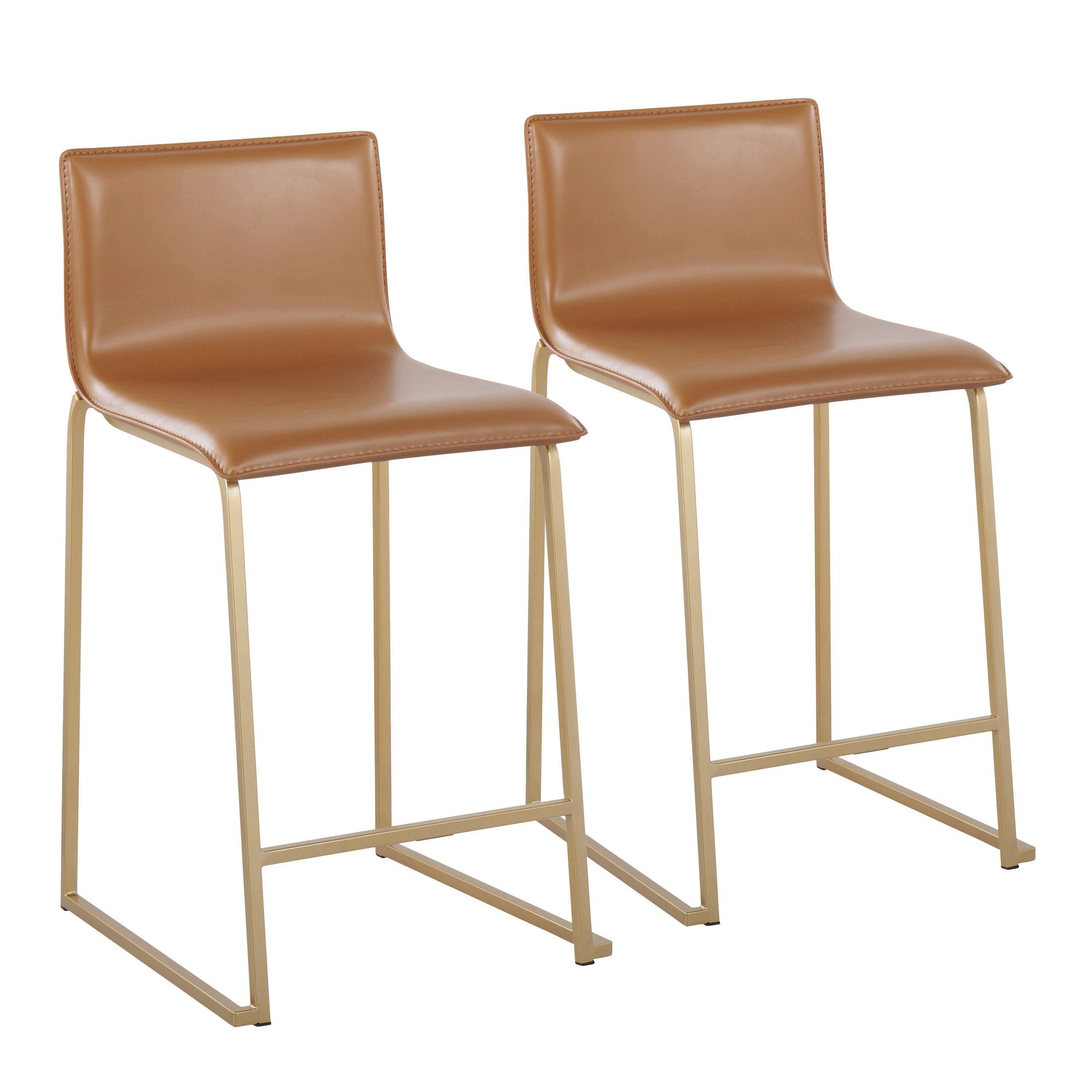 Mara 26 Contemporary Gold and Camel Counter Stools (Set of 2) 4 Mara 26 Contemporary Gold and Camel Counter Stools (Set of 2) - Image 4