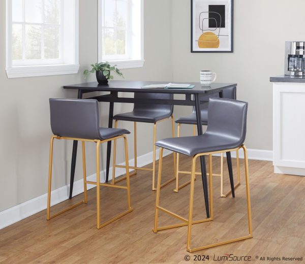 Mara 26 Contemporary Gold and Grey Counter Stools Set of 2 2