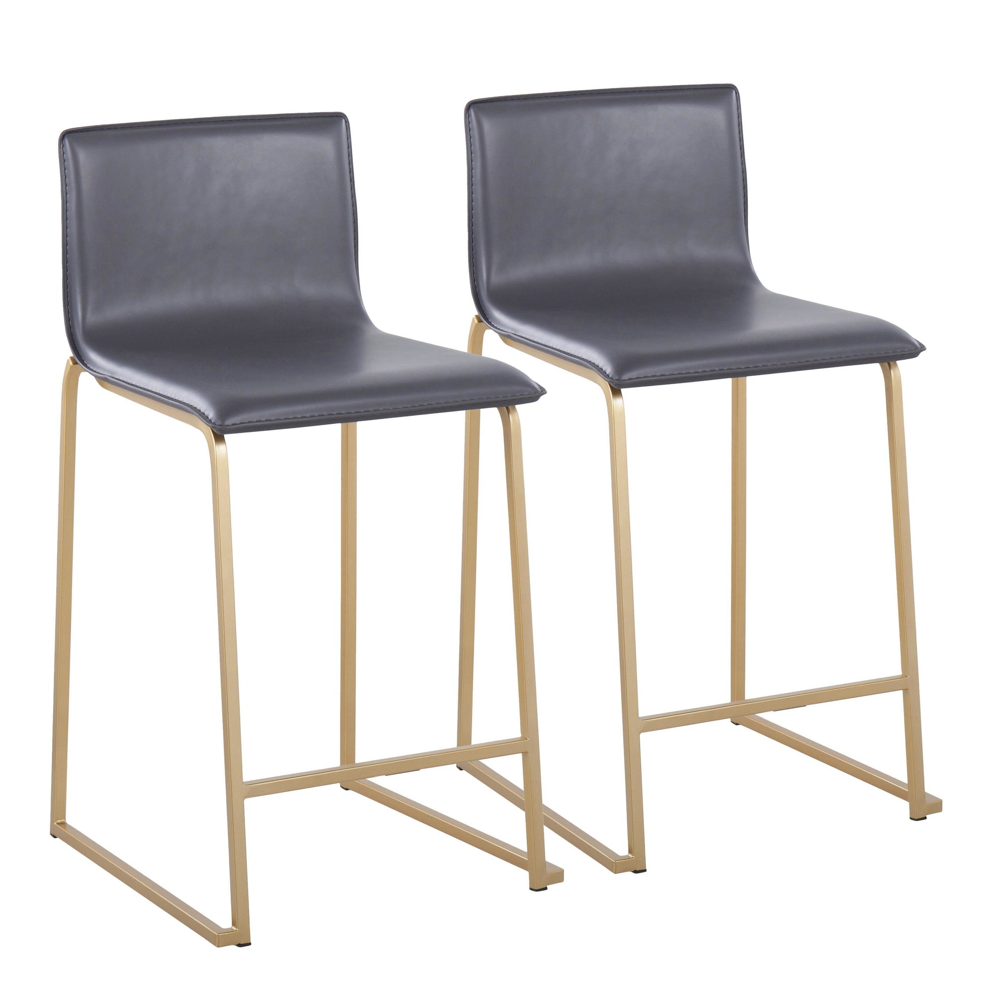 Mara 26 Contemporary Gold and Grey Counter Stools (Set of 2) 4 Mara 26 Contemporary Gold and Grey Counter Stools (Set of 2) - Image 4