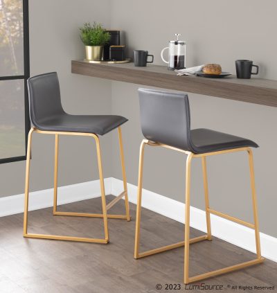 Mara 26 Contemporary Gold and Grey Counter Stools (Set of 2)