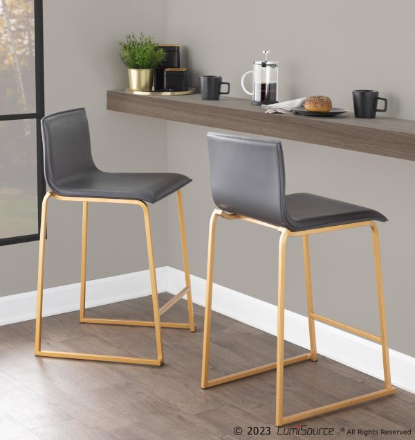 Mara 26 Contemporary Gold and Grey Counter Stools Set of 2
