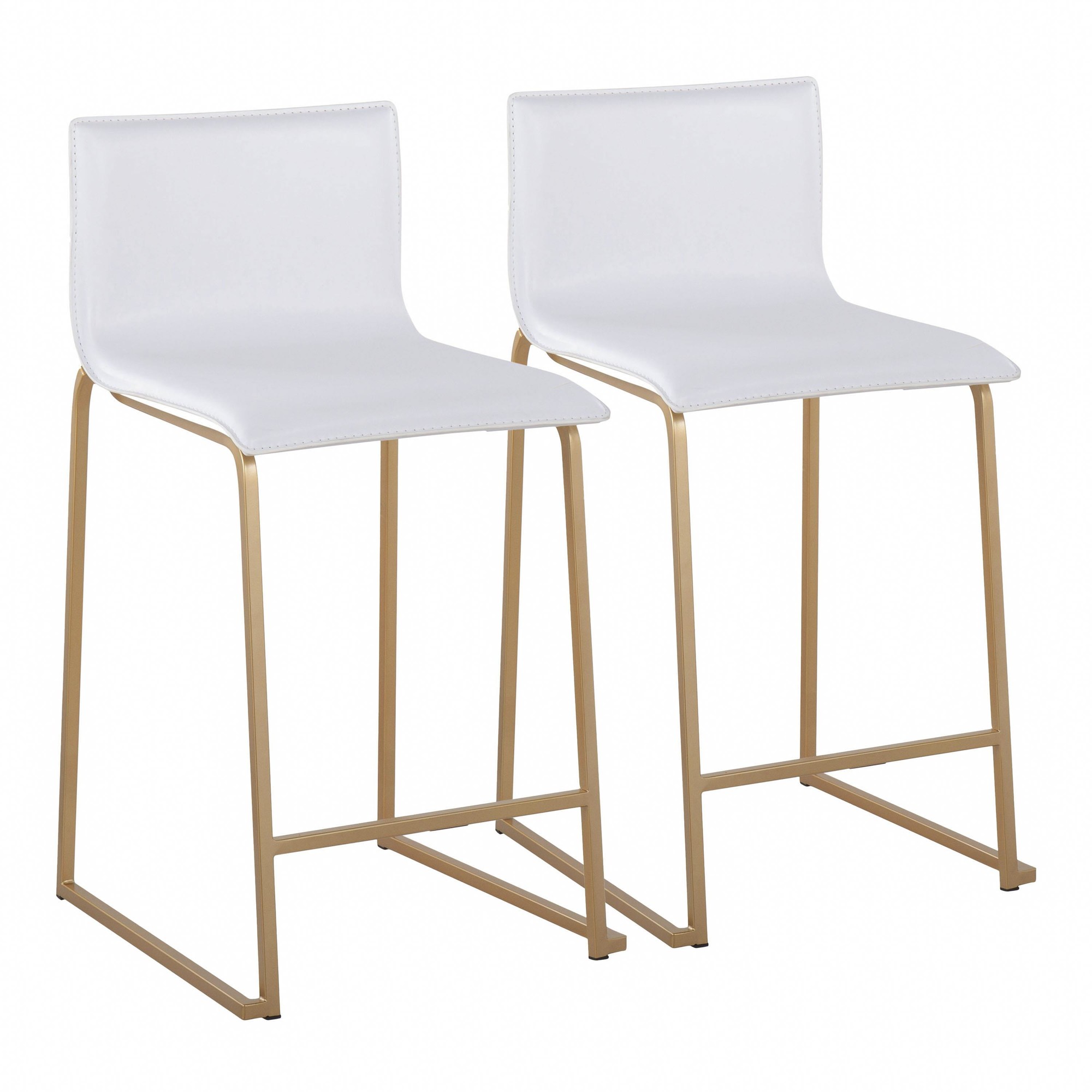 Mara 26 Contemporary Gold and White Counter Stools (Set of 2) 4 Mara 26 Contemporary Gold and White Counter Stools (Set of 2) - Image 4