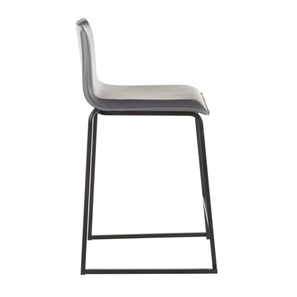 Mara 26 Inch Contemporary Black Metal Grey Faux Leather Counter Stools Set of 2 10