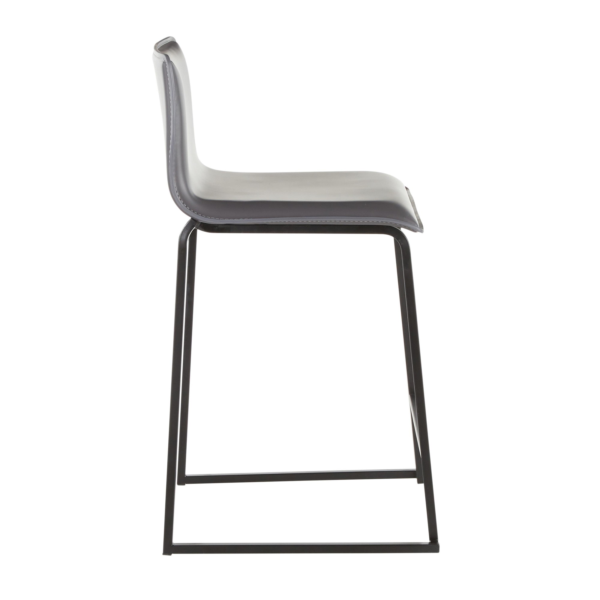 Mara 26 Inch Contemporary Black Metal Grey Faux Leather Counter Stools (Set of 2) 11 Mara 26 Inch Contemporary Black Metal Grey Faux Leather Counter Stools (Set of 2) - Image 11