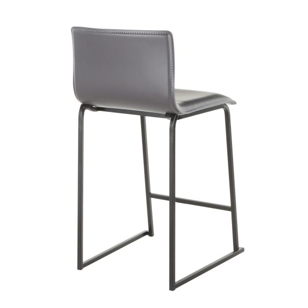 Mara 26 Inch Contemporary Black Metal Grey Faux Leather Counter Stools Set of 2 11