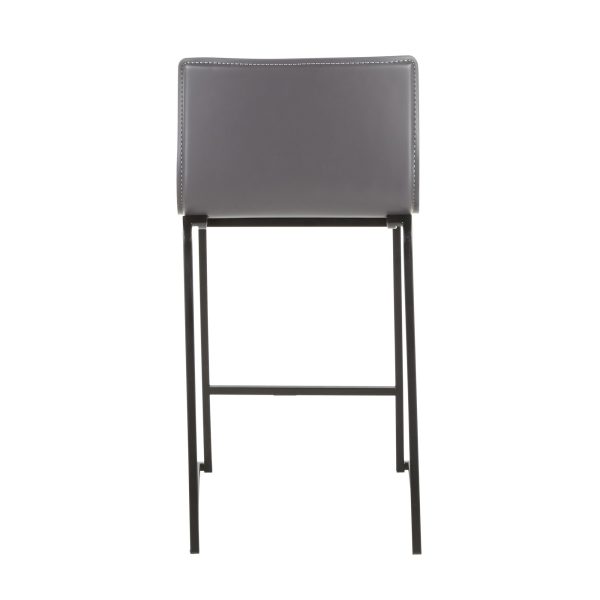 Mara 26 Inch Contemporary Black Metal Grey Faux Leather Counter Stools Set of 2 12