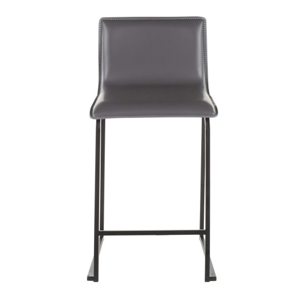 Mara 26 Inch Contemporary Black Metal Grey Faux Leather Counter Stools Set of 2 13