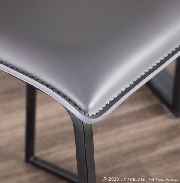Mara 26 Inch Contemporary Black Metal Grey Faux Leather Counter Stools Set of 2 6