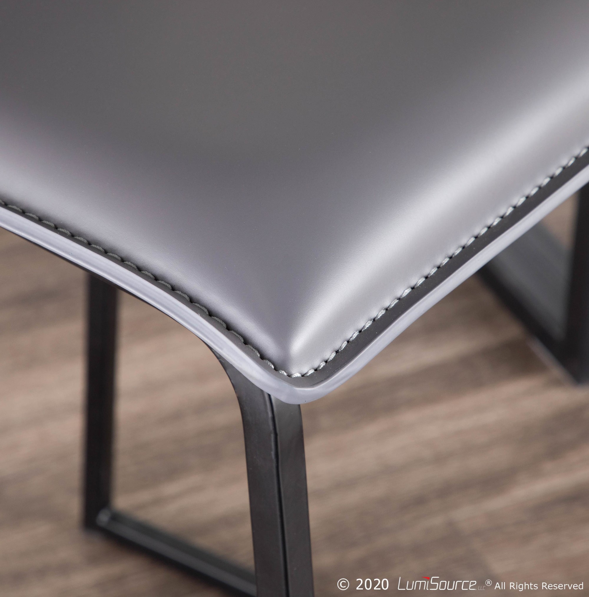 Mara 26 Inch Contemporary Black Metal Grey Faux Leather Counter Stools (Set of 2) 7 Mara 26 Inch Contemporary Black Metal Grey Faux Leather Counter Stools (Set of 2) - Image 7