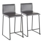 Mara 26 Inch Contemporary Black Metal Grey Faux Leather Counter Stools (Set of 2) 25 Mara 26 Inch Contemporary Black Metal Grey Faux Leather Counter Stools (Set of 2)