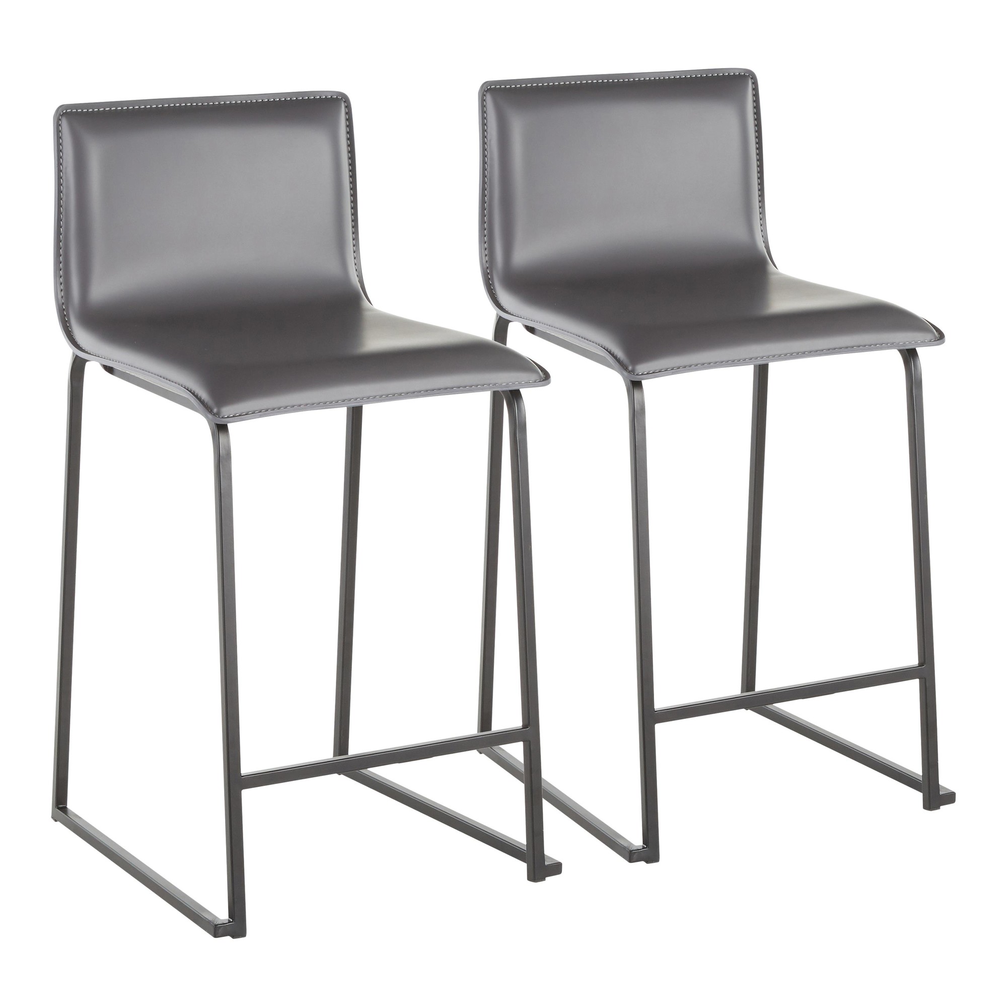 Mara 26 Inch Contemporary Black Metal Grey Faux Leather Counter Stools (Set of 2) 9 Mara 26 Inch Contemporary Black Metal Grey Faux Leather Counter Stools (Set of 2) - Image 9