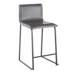 Mara 26 Inch Contemporary Black Metal Grey Faux Leather Counter Stools (Set of 2) 26 Mara 26 Inch Contemporary Black Metal Grey Faux Leather Counter Stools (Set of 2)