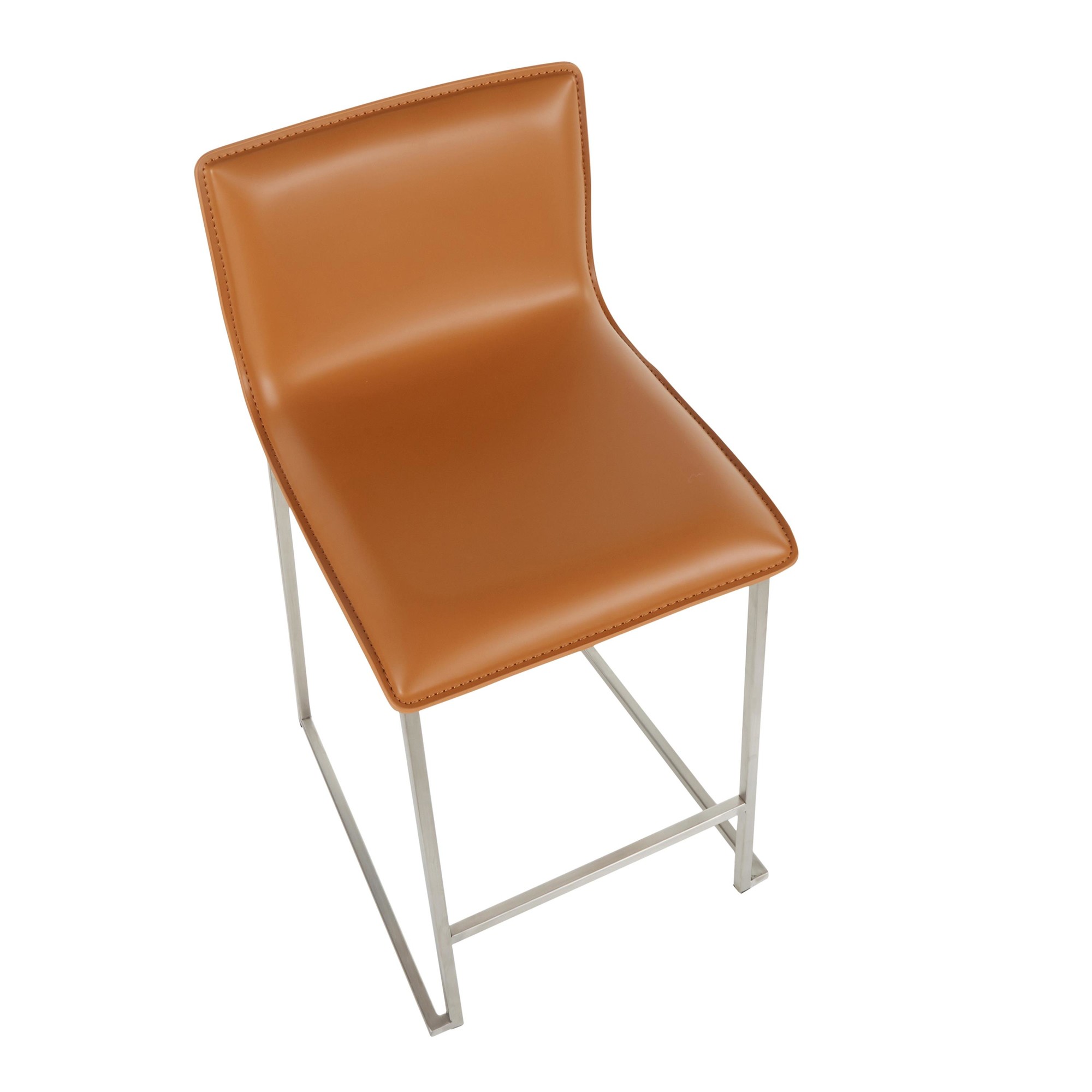 Mara 26 Inch Contemporary Camel Faux Leather Counter Stools (Set of 2) 12 Mara 26 Inch Contemporary Camel Faux Leather Counter Stools (Set of 2) - Image 12