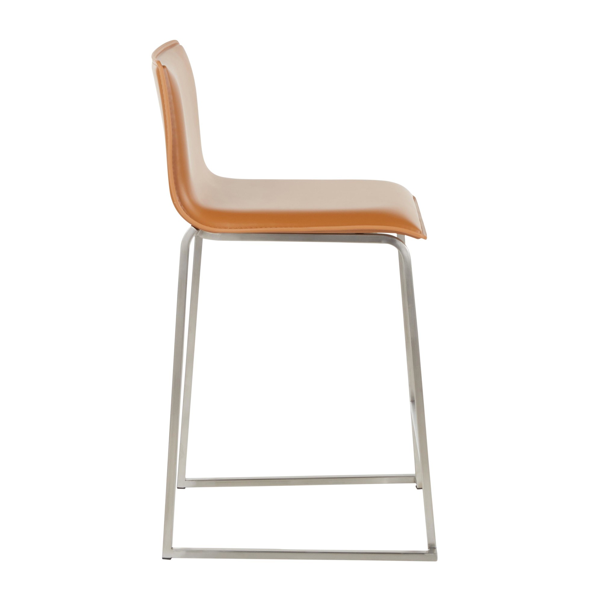 Mara 26 Inch Contemporary Camel Faux Leather Counter Stools (Set of 2) 8 Mara 26 Inch Contemporary Camel Faux Leather Counter Stools (Set of 2) - Image 8