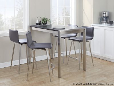 Mara 26-Inch Contemporary Grey Faux Leather Swivel Counter Stool (Set of 2)