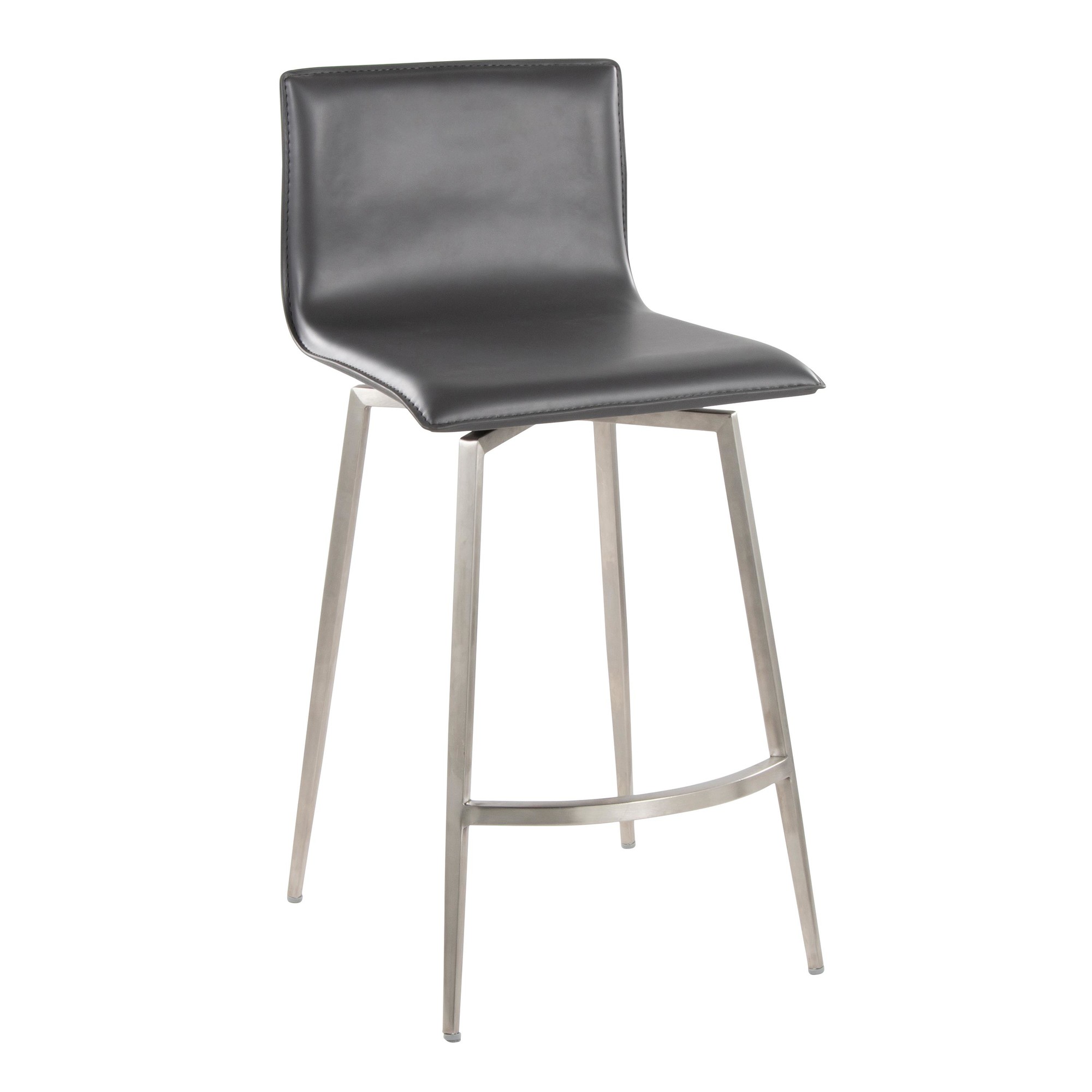 Mara 26-Inch Contemporary Grey Faux Leather Swivel Counter Stool (Set of 2) 6 Mara 26-Inch Contemporary Grey Faux Leather Swivel Counter Stool (Set of 2) - Image 6