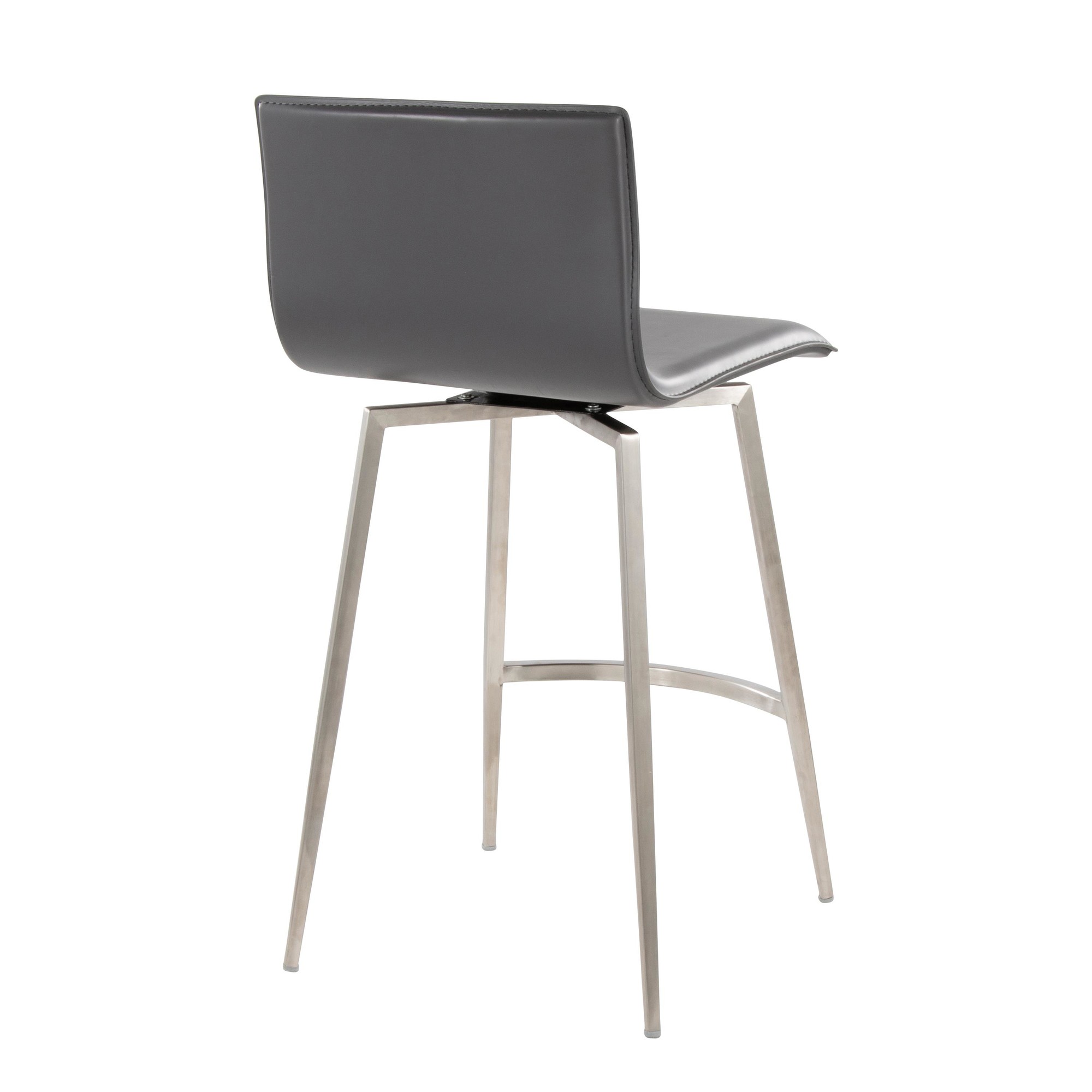 Mara 26-Inch Contemporary Grey Faux Leather Swivel Counter Stool (Set of 2) 8 Mara 26-Inch Contemporary Grey Faux Leather Swivel Counter Stool (Set of 2) - Image 8