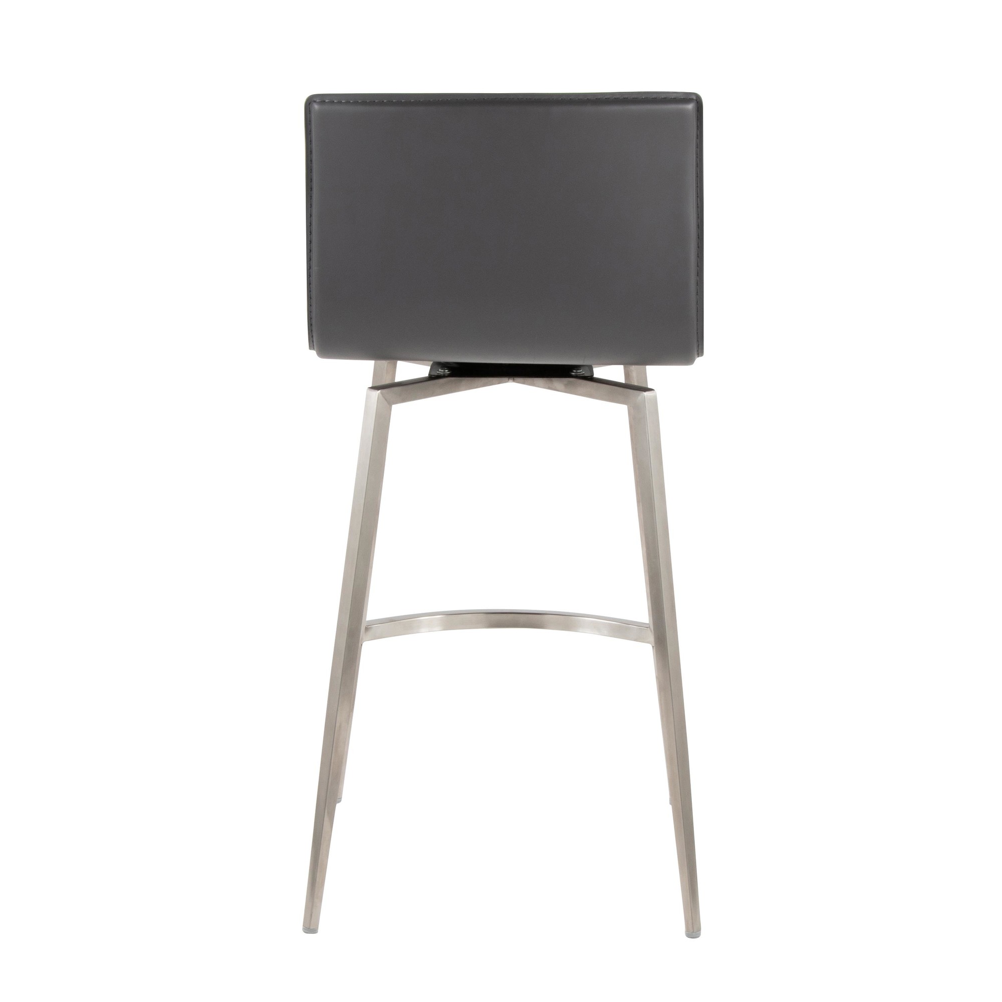 Mara 26-Inch Contemporary Grey Faux Leather Swivel Counter Stool (Set of 2) 9 Mara 26-Inch Contemporary Grey Faux Leather Swivel Counter Stool (Set of 2) - Image 9