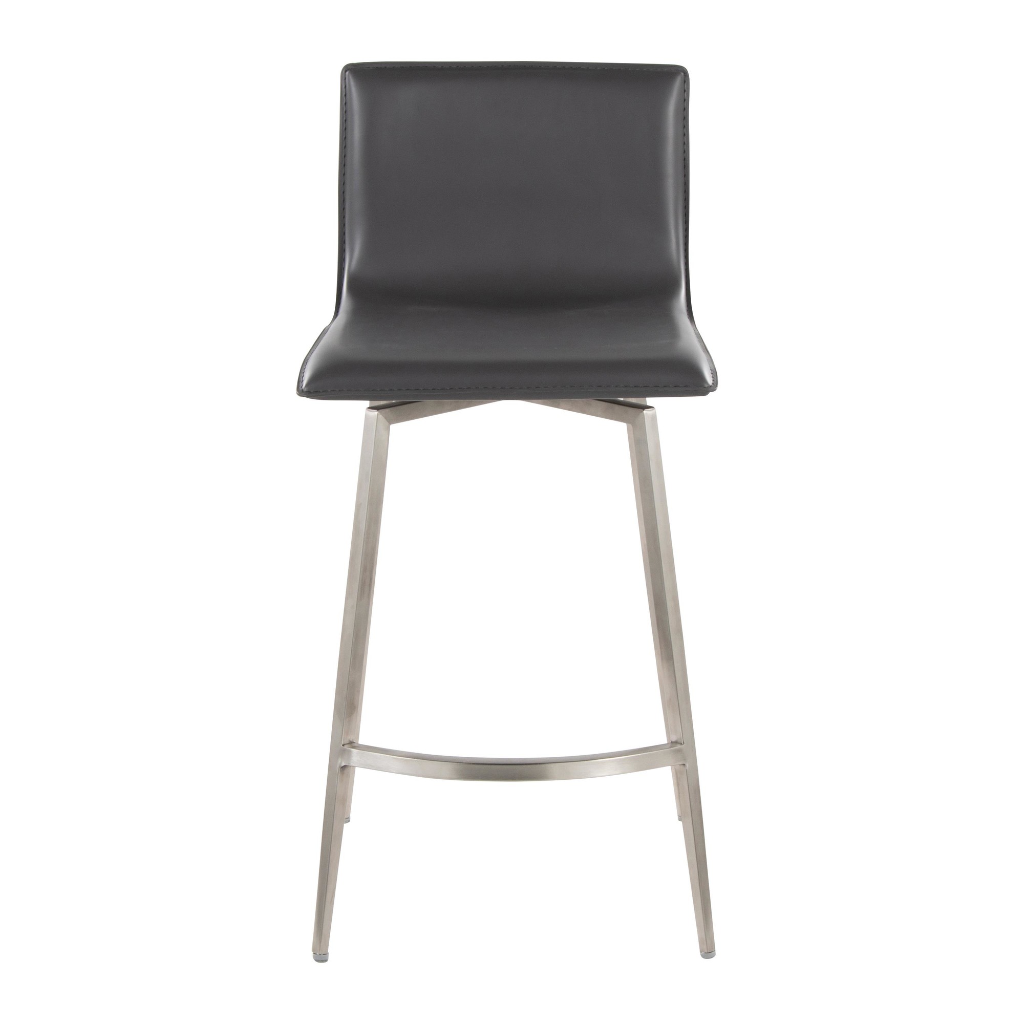 Mara 26-Inch Contemporary Grey Faux Leather Swivel Counter Stool (Set of 2) 10 Mara 26-Inch Contemporary Grey Faux Leather Swivel Counter Stool (Set of 2) - Image 10