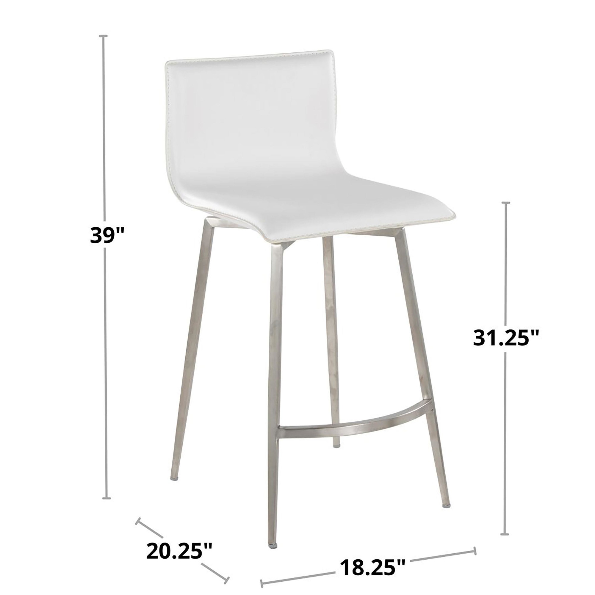 Mara 26" White Faux Leather Contemporary Swivel Counter Stools (Set of 2) 11 Mara 26" White Faux Leather Contemporary Swivel Counter Stools (Set of 2) - Image 11