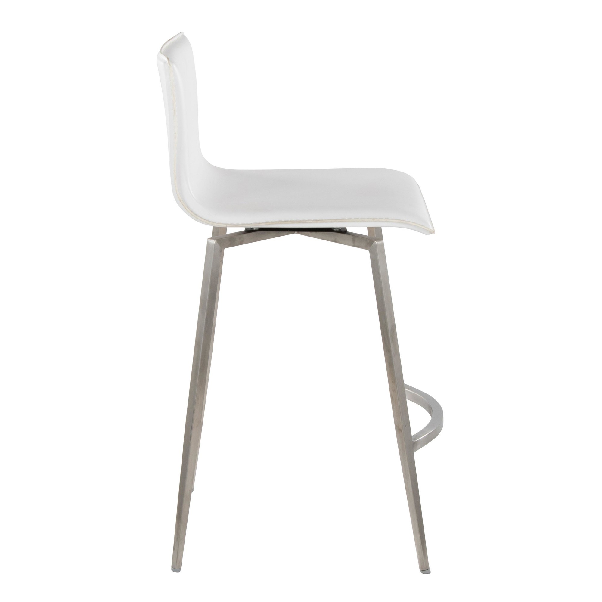 Mara 26" White Faux Leather Contemporary Swivel Counter Stools (Set of 2) 7 Mara 26" White Faux Leather Contemporary Swivel Counter Stools (Set of 2) - Image 7